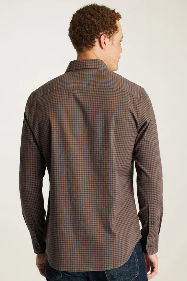 Men Bonobos Casual Shirts Stretch Lightweight Flannel Shirt Navy Blue Rust Check Men Bonobos Casual Shirts Stretch Lightweight Flannel Shirt Navy Blue Rust Check