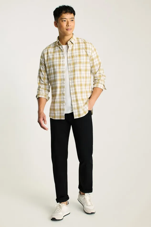Men Bonobos Casual Shirts Stretch Lightweight Flannel Shirt Olive Khaki Plaid