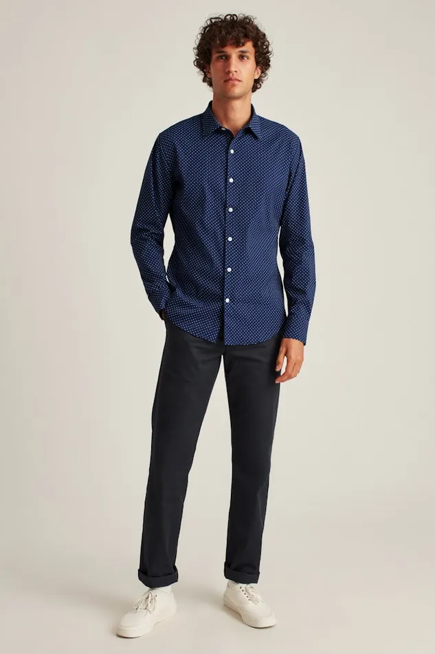 Men Bonobos Casual Shirts Tech Button Down Shirt Deep Blue Bay Dot