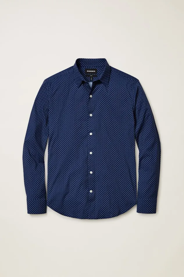 Men Bonobos Casual Shirts Tech Button Down Shirt Deep Blue Bay Dot Men Bonobos Casual Shirts Tech Button Down Shirt Deep Blue Bay Dot