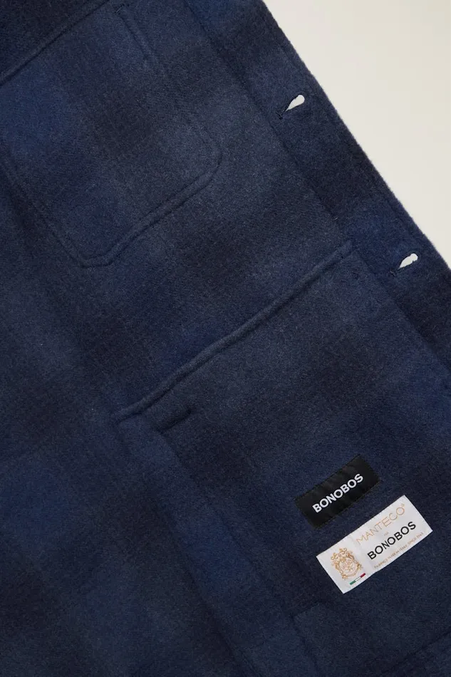 Men Bonobos Flannels and Shirt Jackets Italian Wool Jacket Navy Windowpane