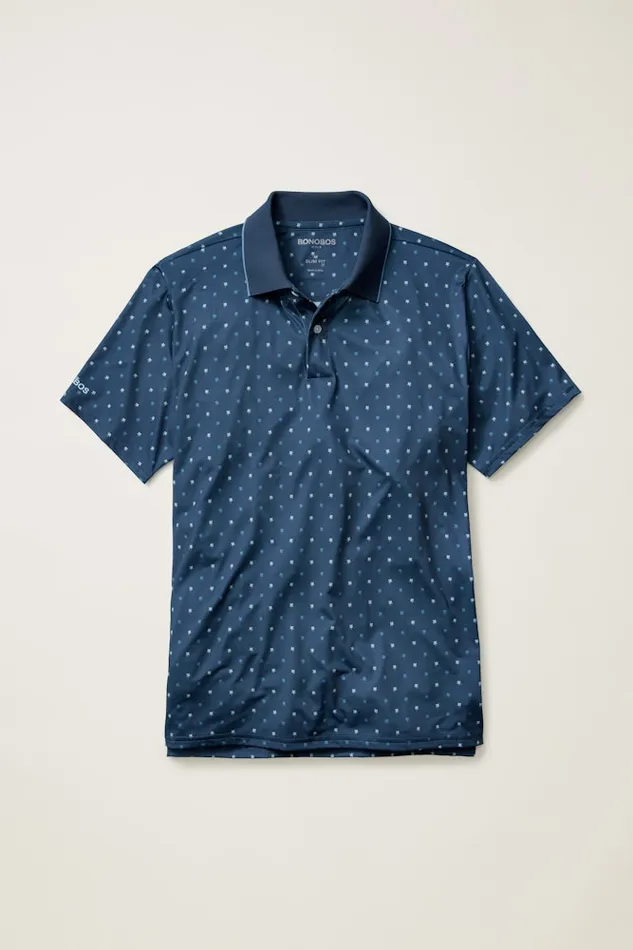 Men Bonobos Golf Polos and Tops The Performance Golf Polo Shirt Solid and Striped Navy Friend Of A Frond