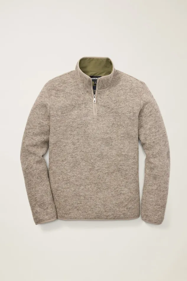Men Bonobos Half and FullZips Italian Wool Fleece Half Zip Natural Grey