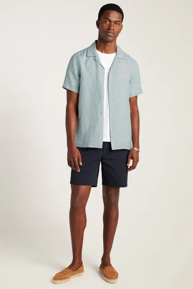 Men Bonobos Short Sleeve Shirts Linen Riviera Cabana Shirt For Men Bayou Green Linen