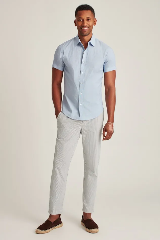 Men Bonobos Short Sleeve Shirts Riviera Short Sleeve Shirt River Blue End On End