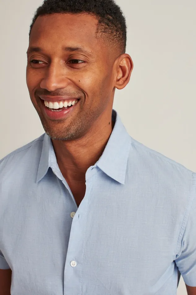 Men Bonobos Short Sleeve Shirts Riviera Short Sleeve Shirt River Blue End On End Men Bonobos Short Sleeve Shirts Riviera Short Sleeve Shirt River Blue End On End