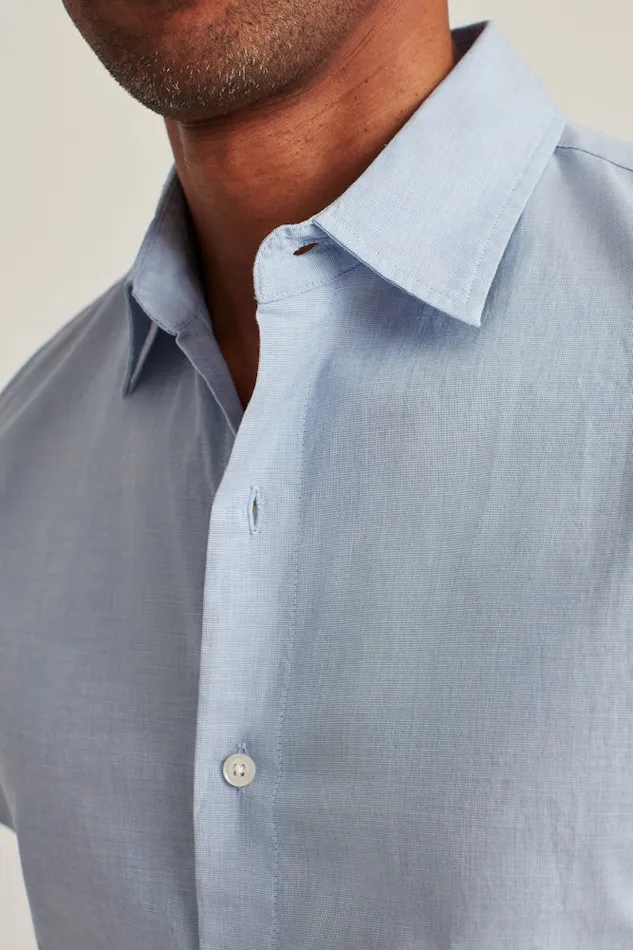 Men Bonobos Short Sleeve Shirts Riviera Short Sleeve Shirt River Blue End On End Men Bonobos Short Sleeve Shirts Riviera Short Sleeve Shirt River Blue End On End