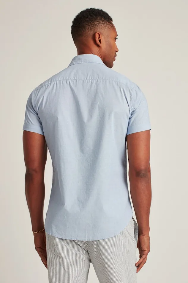 Men Bonobos Short Sleeve Shirts Riviera Short Sleeve Shirt River Blue End On End Men Bonobos Short Sleeve Shirts Riviera Short Sleeve Shirt River Blue End On End
