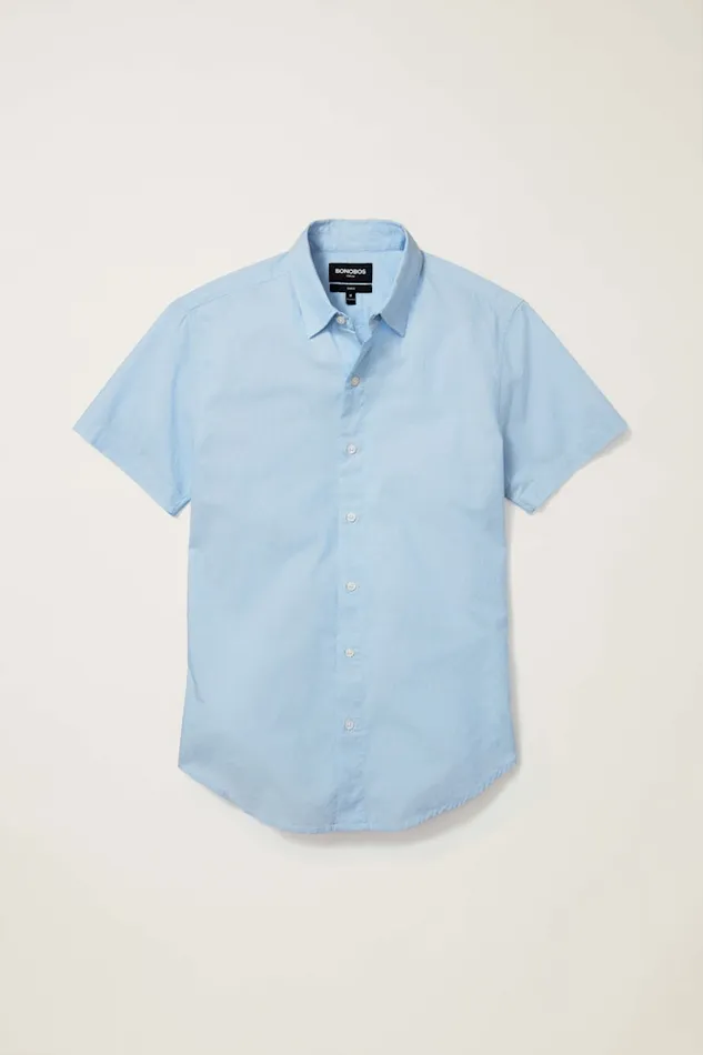 Men Bonobos Short Sleeve Shirts Riviera Short Sleeve Shirt River Blue End On End Men Bonobos Short Sleeve Shirts Riviera Short Sleeve Shirt River Blue End On End
