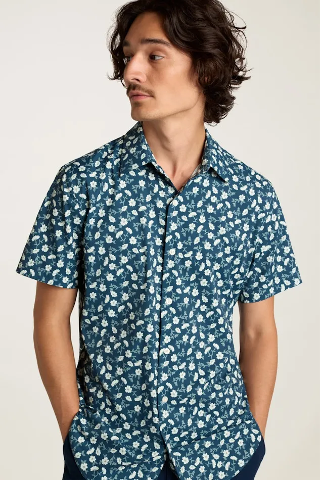Men Bonobos Short Sleeve Shirts Tech Short Sleeve Shirt Blue Floral Branch Men Bonobos Short Sleeve Shirts Tech Short Sleeve Shirt Blue Floral Branch