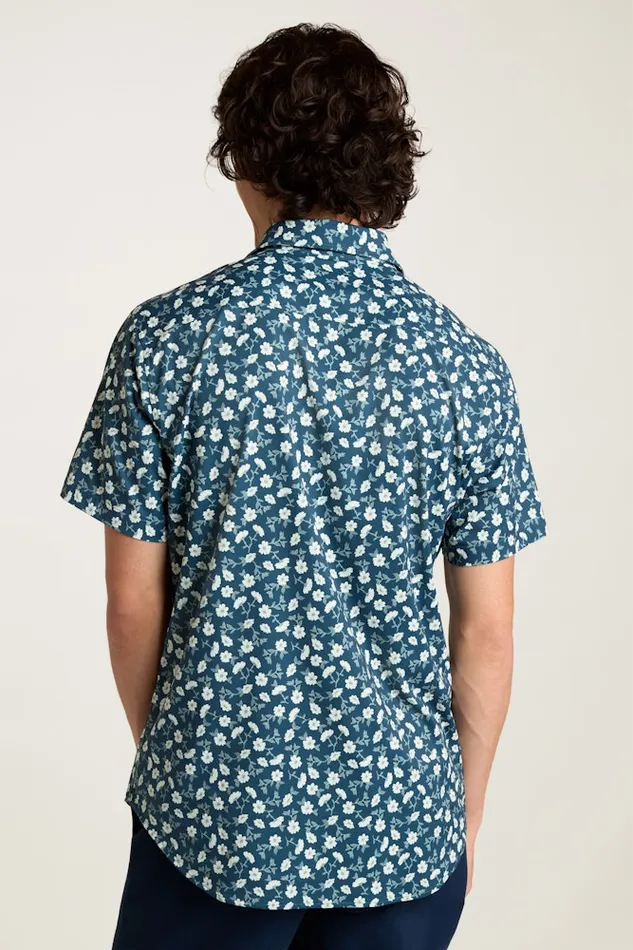 Men Bonobos Short Sleeve Shirts Tech Short Sleeve Shirt Blue Floral Branch Men Bonobos Short Sleeve Shirts Tech Short Sleeve Shirt Blue Floral Branch