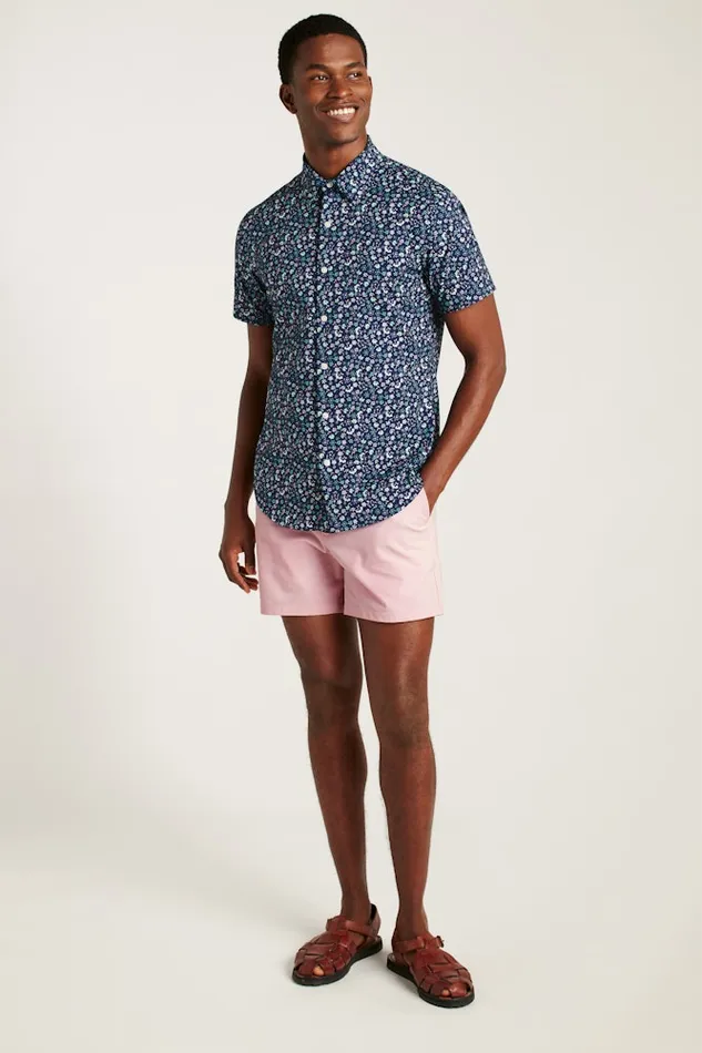 Men Bonobos Short Sleeve Shirts Tech Short Sleeve Shirt Navy Weekend Floral