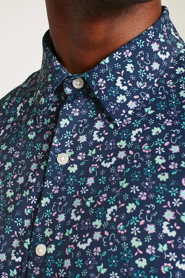 Men Bonobos Short Sleeve Shirts Tech Short Sleeve Shirt Navy Weekend Floral