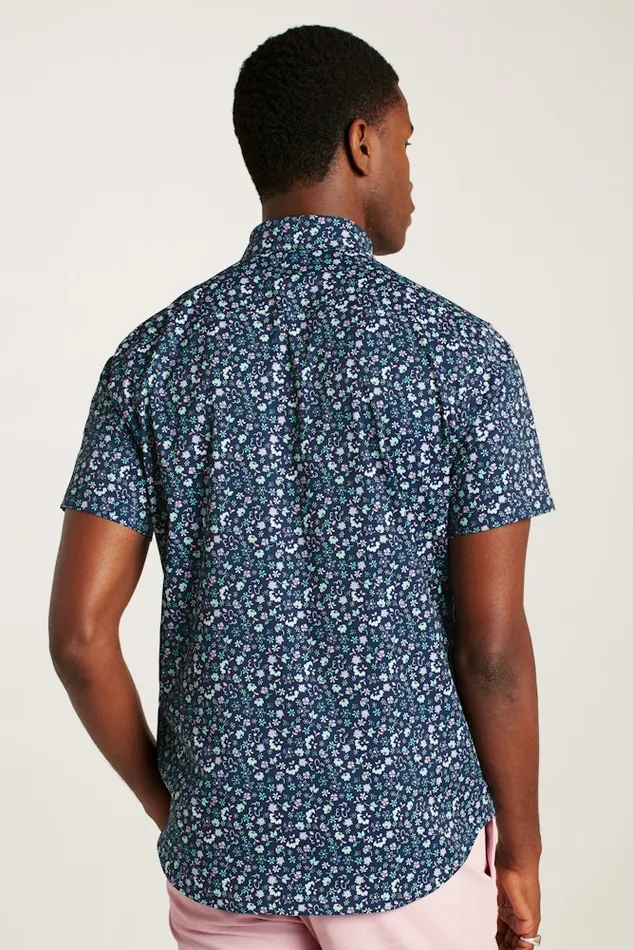 Men Bonobos Short Sleeve Shirts Tech Short Sleeve Shirt Navy Weekend Floral