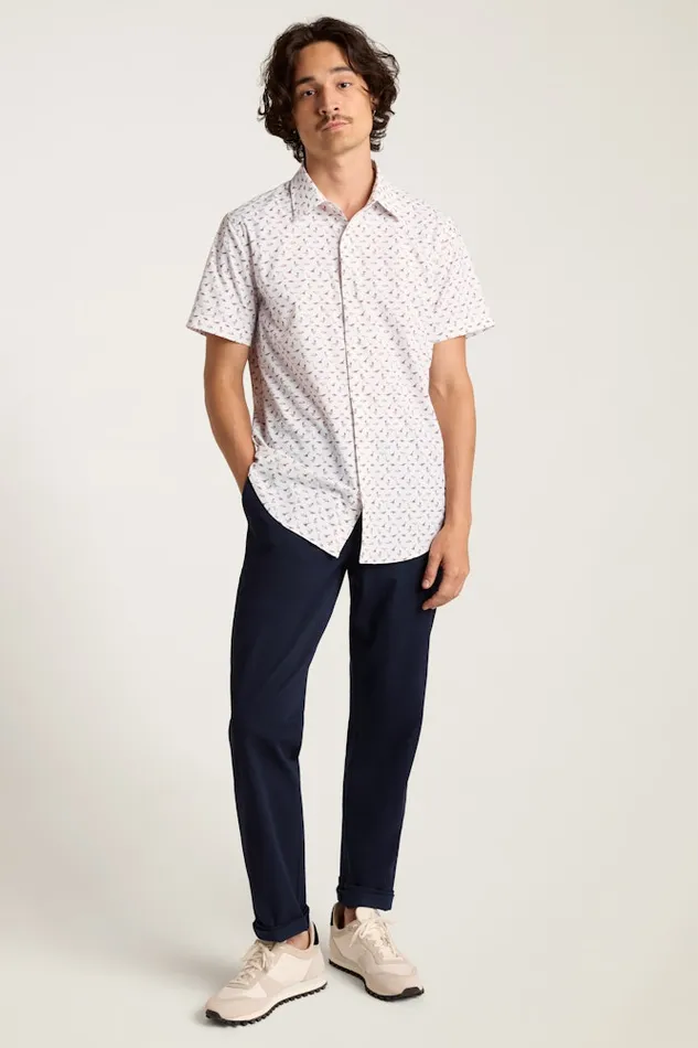 Men Bonobos Short Sleeve Shirts Tech Short Sleeve Shirt White Dino 3d Glasses