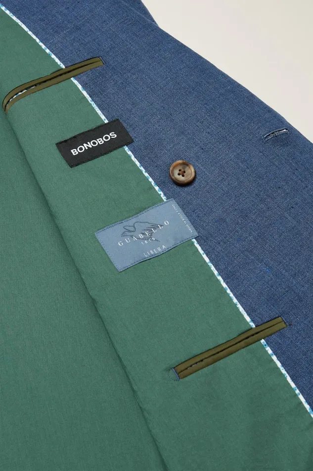 Men Bonobos Suits Jetsetter Italian Linen Double Breasted Suit Bright Navy