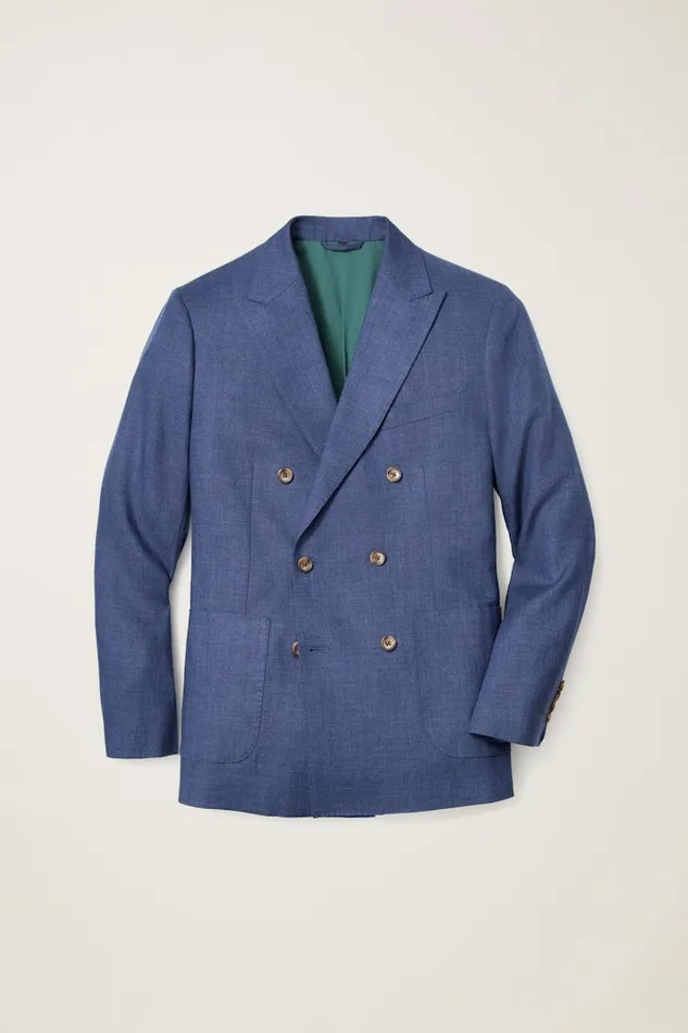 Men Bonobos Suits Jetsetter Italian Linen Double Breasted Suit Bright Navy