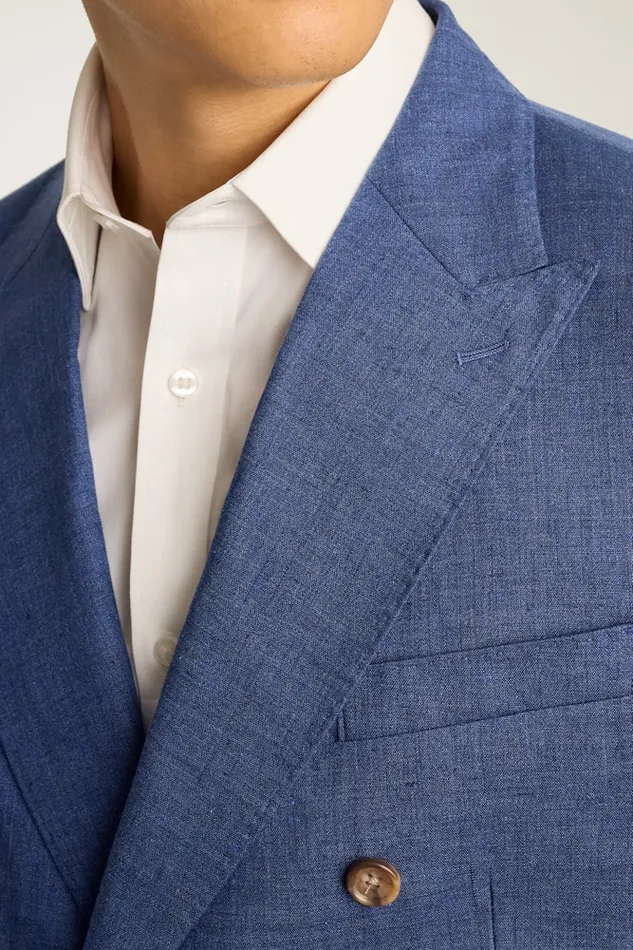 Men Bonobos Suits Jetsetter Italian Linen Double Breasted Suit Bright Navy
