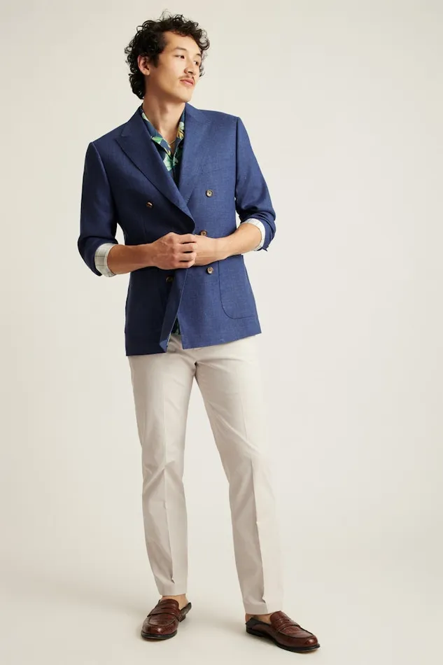 Men Bonobos Suits Jetsetter Italian Linen Double Breasted Suit Bright Navy