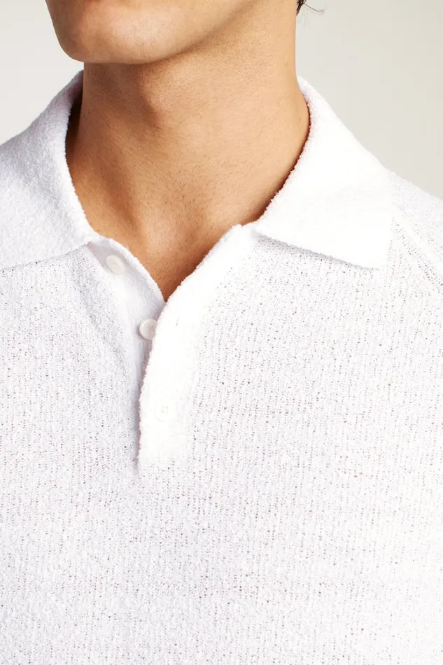 Men Bonobos Sweater Polos Hudson Italian Sweater Polo White Cotton Blend Terry Men Bonobos Sweater Polos Hudson Italian Sweater Polo White Cotton Blend Terry