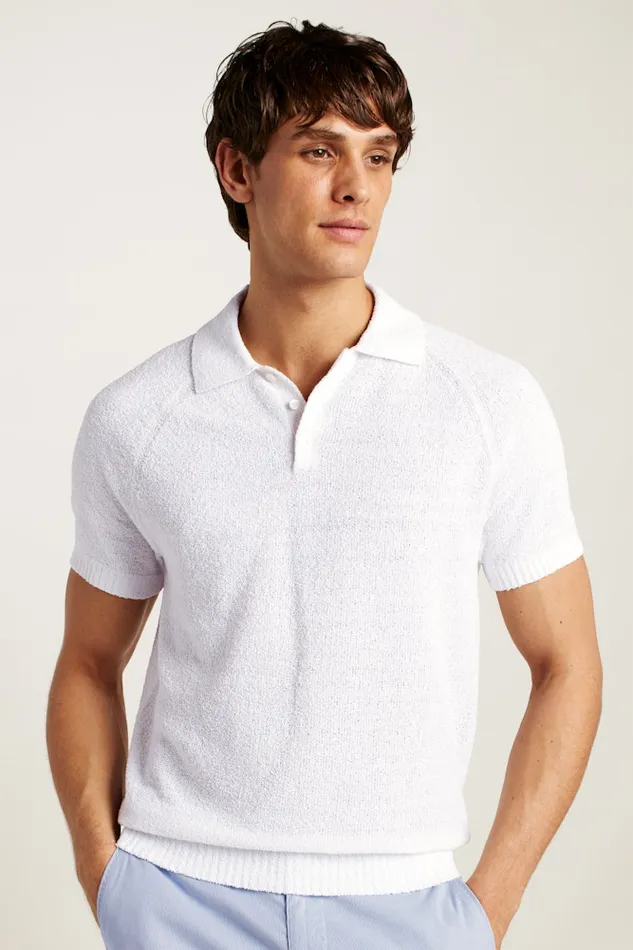 Men Bonobos Sweater Polos Hudson Italian Sweater Polo White Cotton Blend Terry Men Bonobos Sweater Polos Hudson Italian Sweater Polo White Cotton Blend Terry