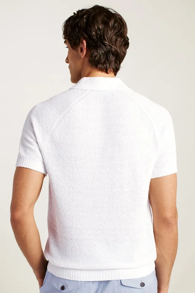 Men Bonobos Sweater Polos Hudson Italian Sweater Polo White Cotton Blend Terry Men Bonobos Sweater Polos Hudson Italian Sweater Polo White Cotton Blend Terry