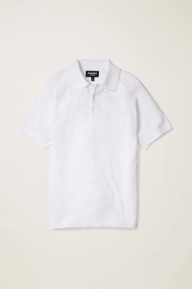 Men Bonobos Sweater Polos Hudson Italian Sweater Polo White Cotton Blend Terry Men Bonobos Sweater Polos Hudson Italian Sweater Polo White Cotton Blend Terry