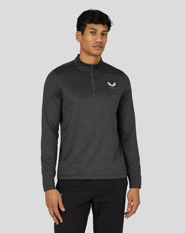 Men Castore Tops Active Long Sleeve Marl Quarter Zip 8211 Gunmetal
