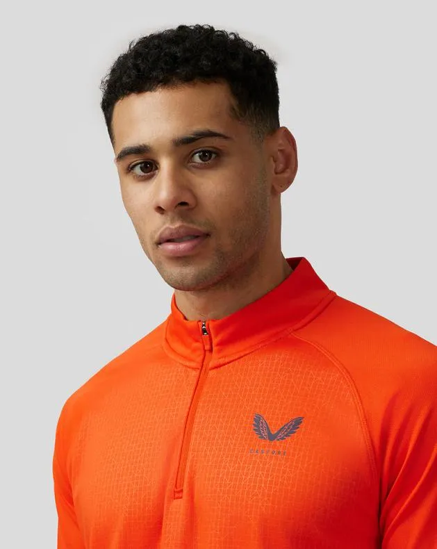 Men Castore Tops Adapt Quarter Zip Top 8211 Deep Orange