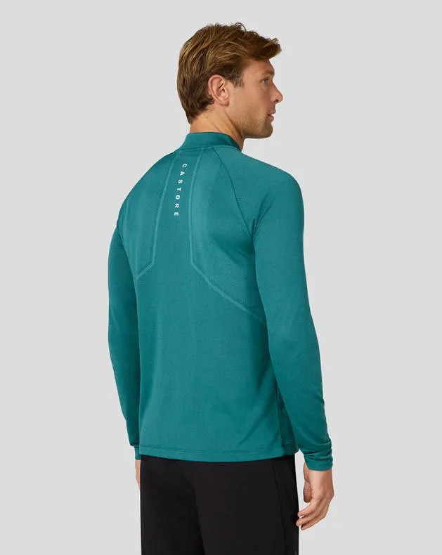 Men Castore Tops Apex Long Sleeve Engineered Knit Quarter Zip Top 8211 Bright Aqua