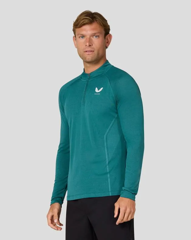Men Castore Tops Apex Long Sleeve Engineered Knit Quarter Zip Top 8211 Bright Aqua