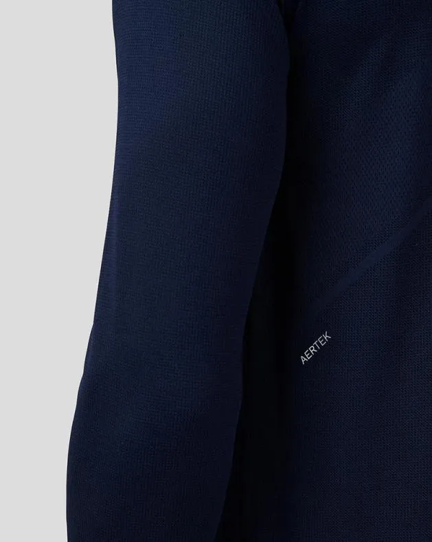 Men Castore Tops Apex Long Sleeve Engineered Knit Quarter Zip Top 8211 Midnight Navy