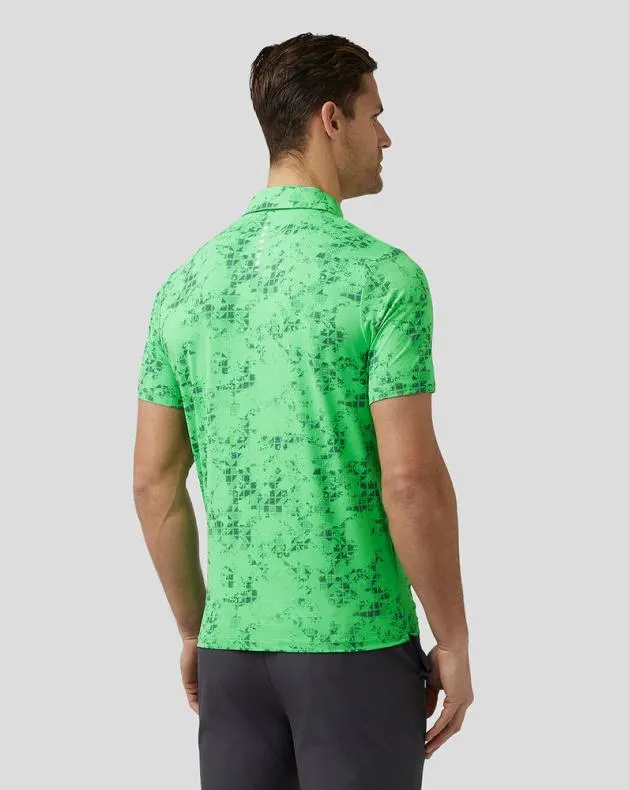 Men Castore Tops Golf Short Sleeve Geo Printed Polo 8211 Lime
