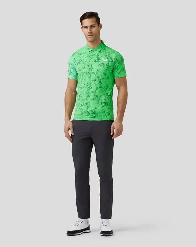 Men Castore Tops Golf Short Sleeve Geo Printed Polo 8211 Lime