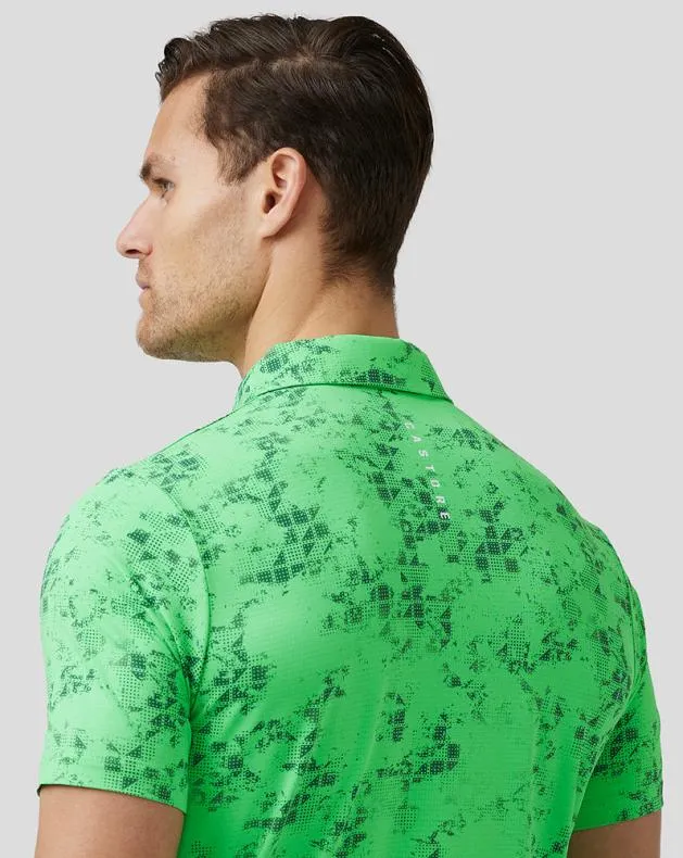 Men Castore Tops Golf Short Sleeve Geo Printed Polo 8211 Lime