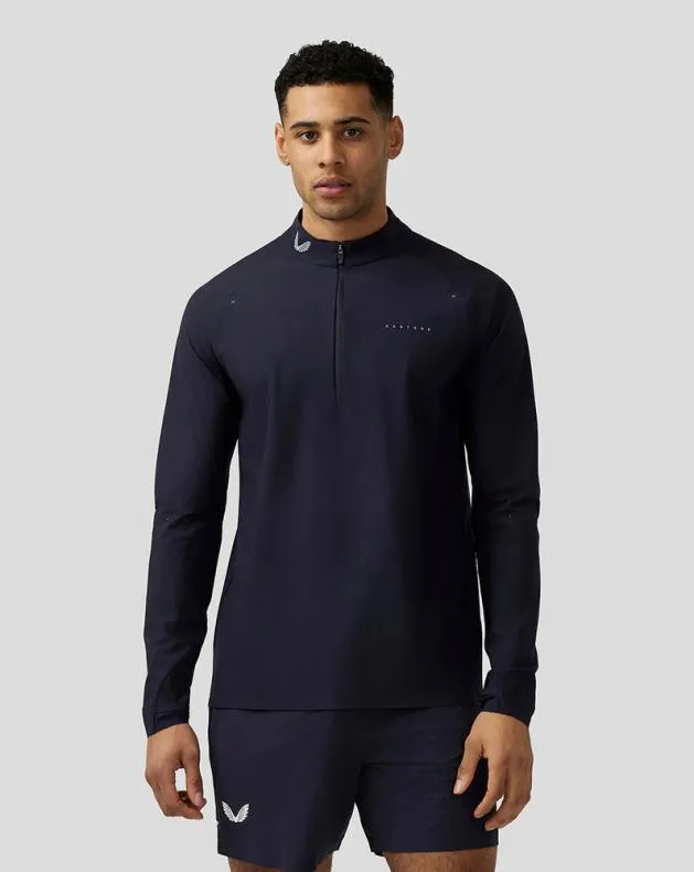 Men Castore Tops Zone Ventilation Quarter Zip 8211 Midnight Navy