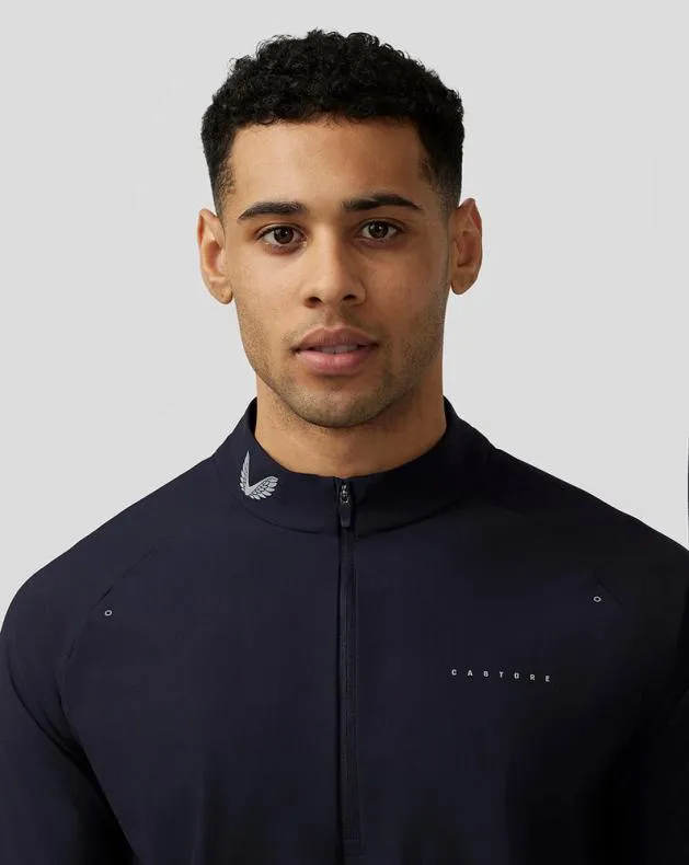 Men Castore Tops Zone Ventilation Quarter Zip 8211 Midnight Navy