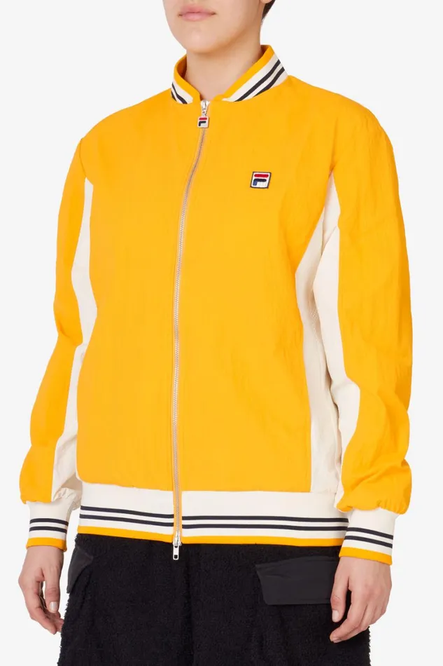 Men Coats and Jackets Fila Crinkled Settanta Jacket 720 Yellow White