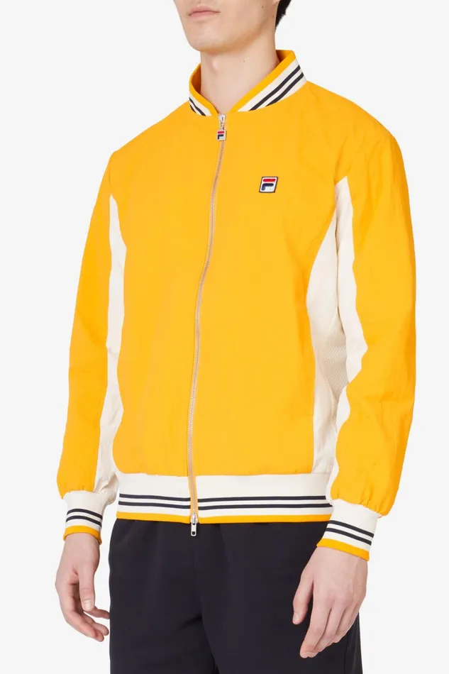 Men Coats and Jackets Fila Crinkled Settanta Jacket 720 Yellow White