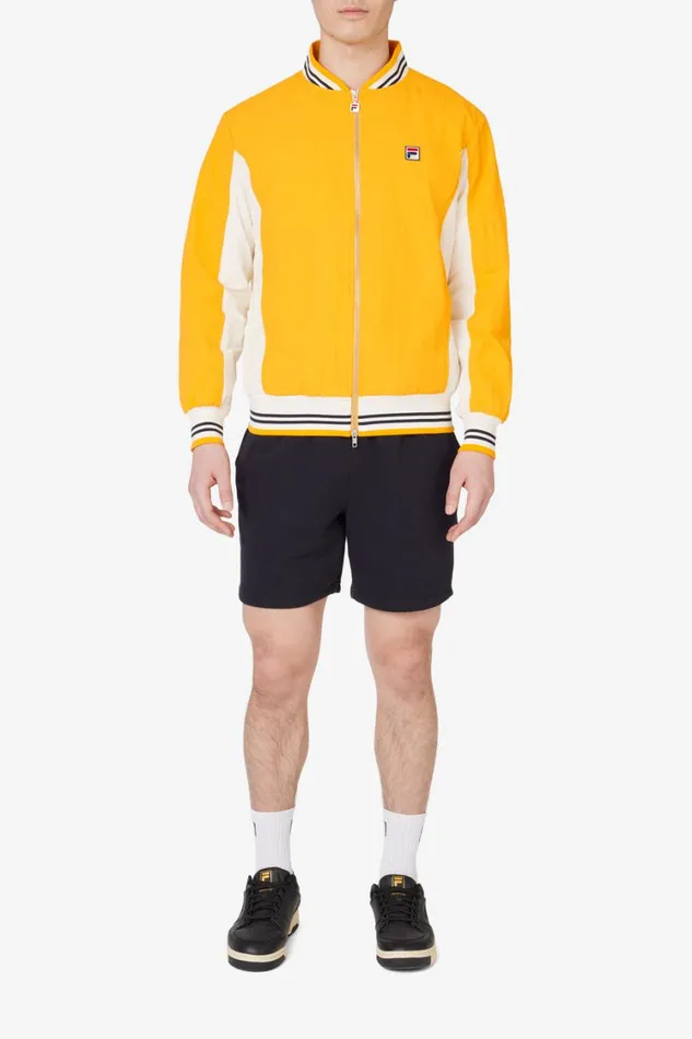 Men Coats and Jackets Fila Crinkled Settanta Jacket 720 Yellow White
