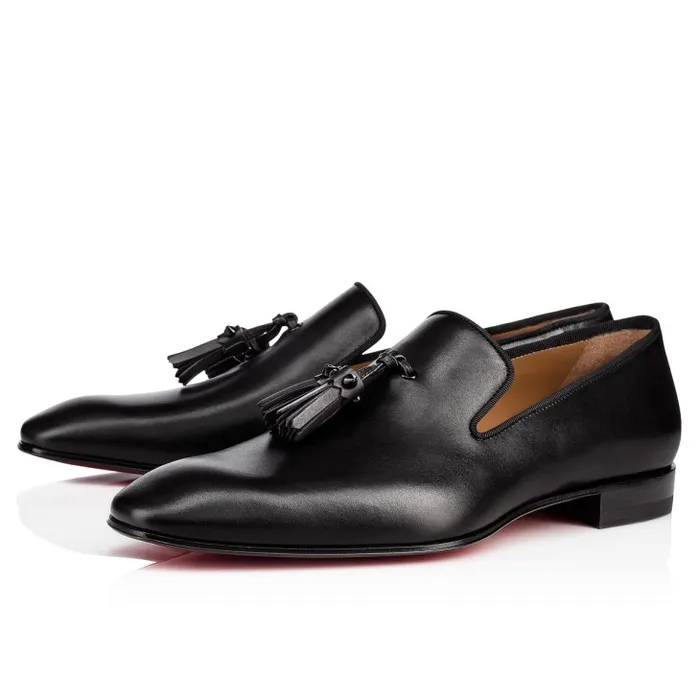 Men Dandelion Tassel Loafers 8211 Calf Leather 8211 Black Christian Louboutin Loafers and Moccasins