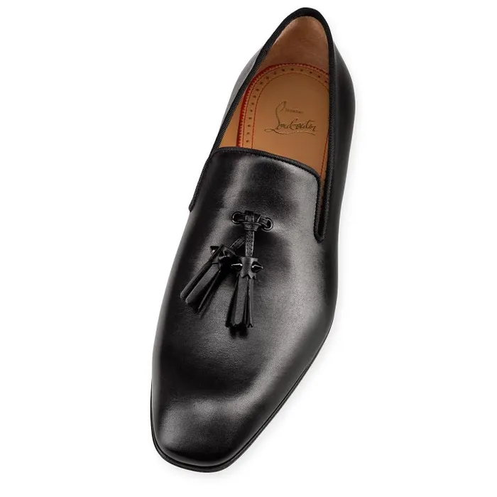 Men Dandelion Tassel Loafers 8211 Calf Leather 8211 Black Christian Louboutin Loafers and Moccasins