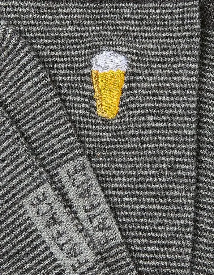 Men FatFace Buy 2 Get 1 Free Socks 1 Pack Embroidered Beer Socks Charcoal Grey