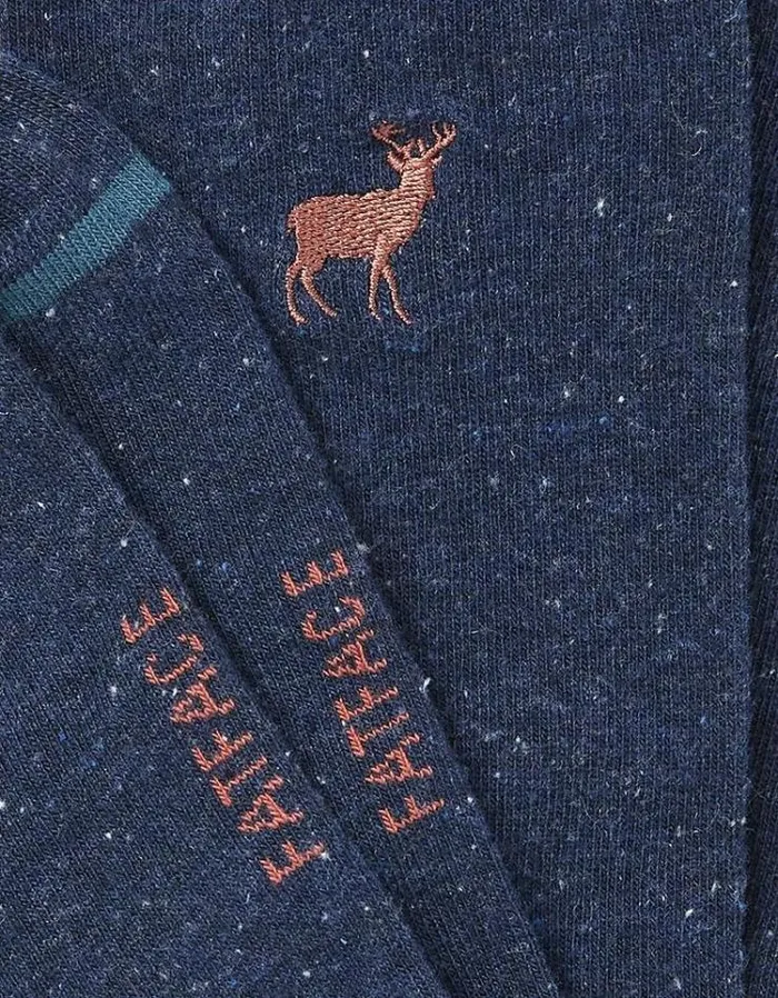Men FatFace Buy 2 Get 1 Free Socks 1 Pack Stag Socks Navy Marl