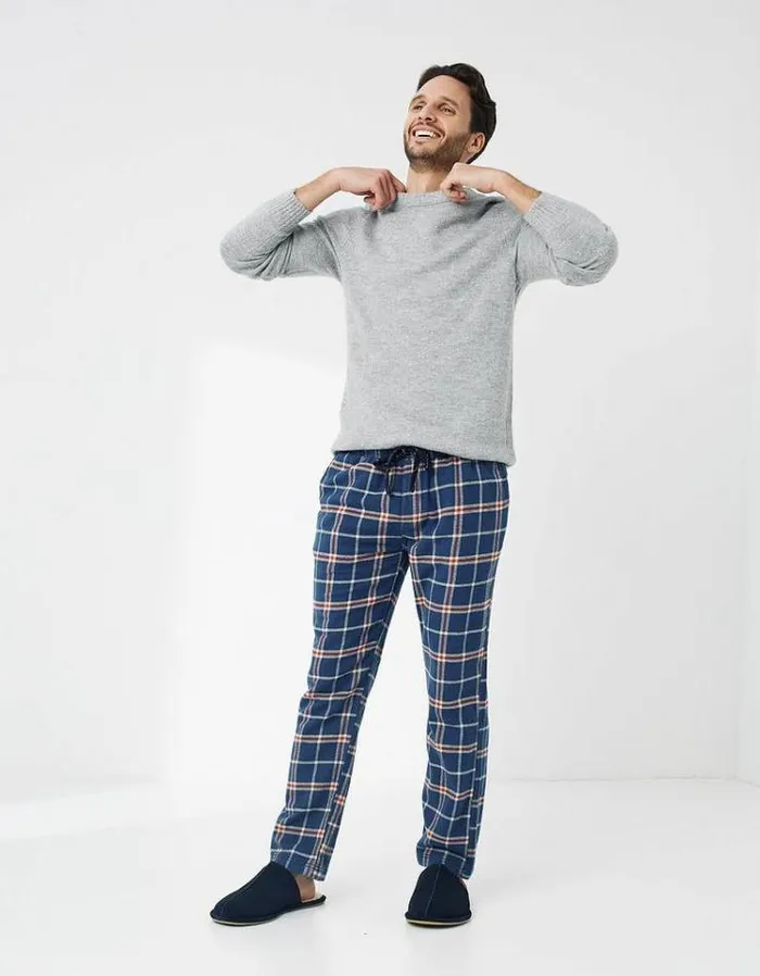 Men FatFace Men039s Sale Clevedon Checked Pj Bottoms Sea Blue