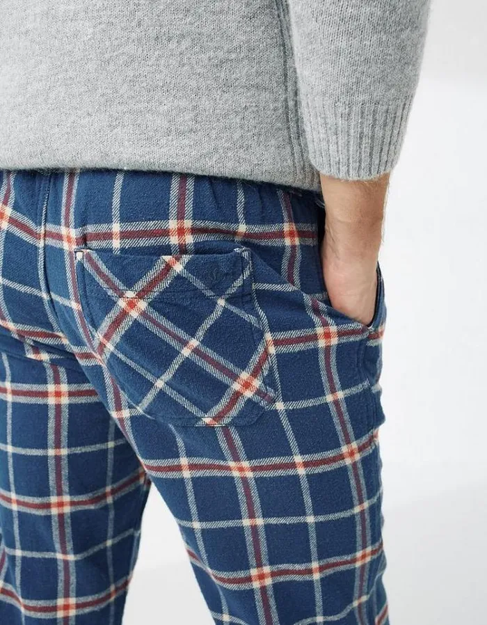 Men FatFace Men039s Sale Clevedon Checked Pj Bottoms Sea Blue