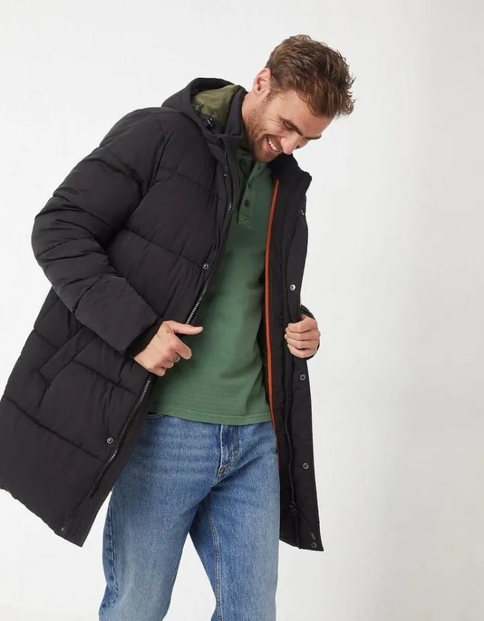 Men FatFace Men039s Sale Launton Long Puffer Jacket Black