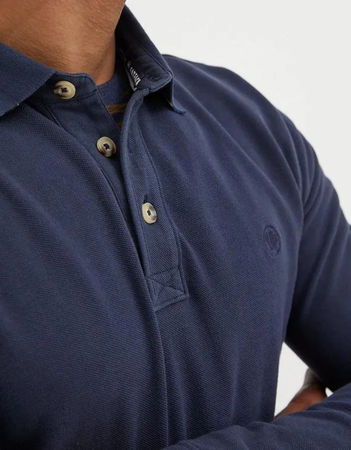 Men FatFace Men039s Sale Long Sleeve Pique Polo Navy