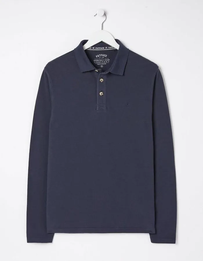 Men FatFace Men039s Sale Long Sleeve Pique Polo Navy
