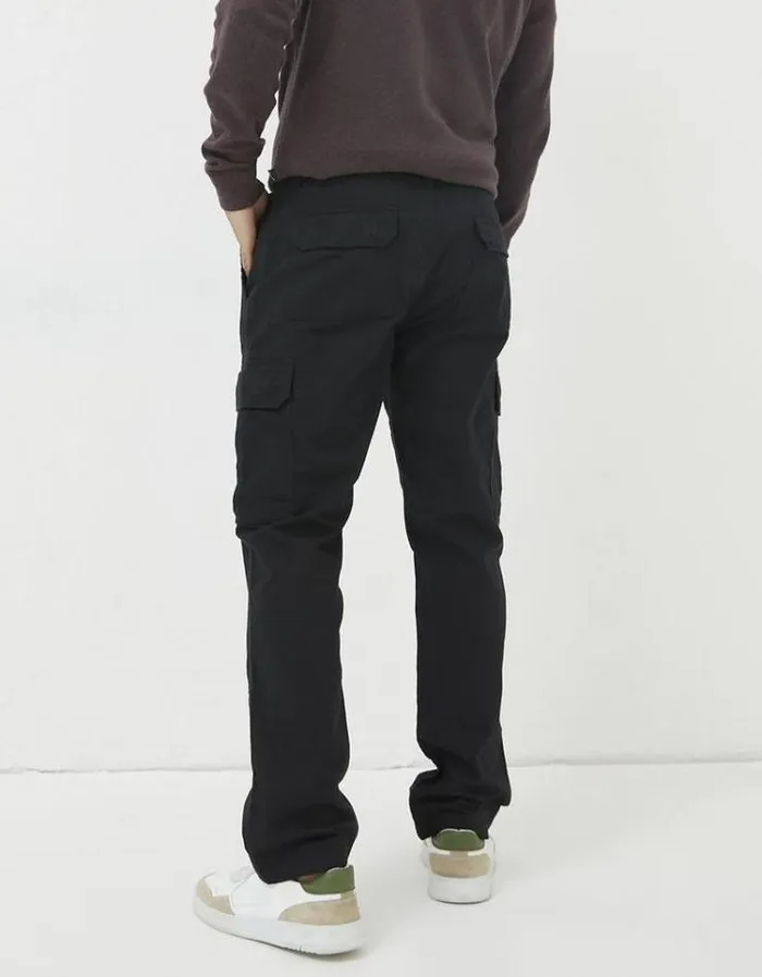 Men FatFace Pants and Chinos Corby Ripstop Cargo Trousers Washed Black